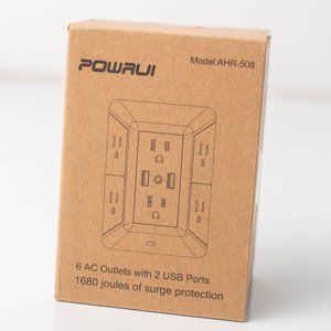 New POWRUI 6 Outlet‎ USB Wall Charger Surge Protector Model: AHR-508